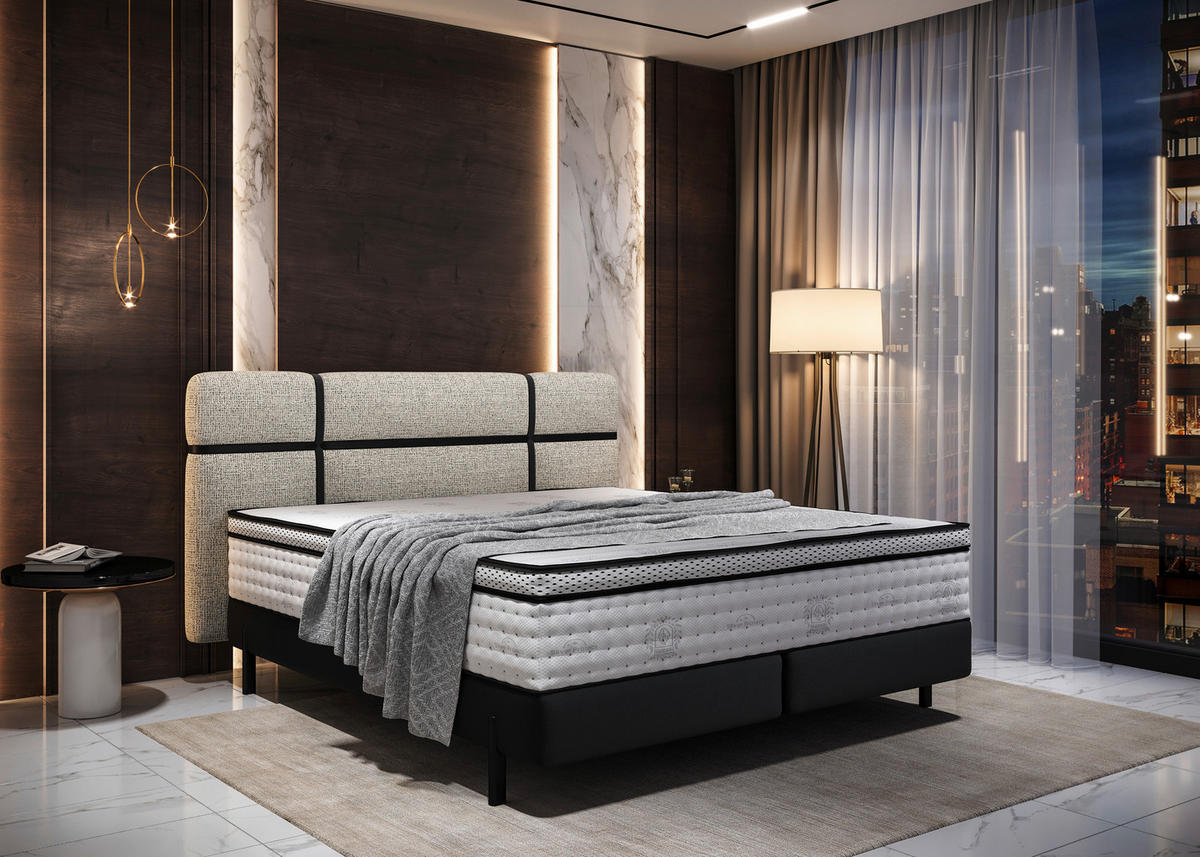 BOXSPRINGBETT 160/200 cm  in Anthrazit, Creme  - Anthrazit/Creme, Design, Textil/Metall (160/200cm) - Esposa