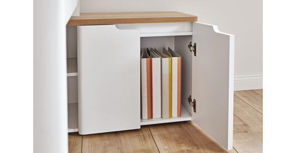 ECKSCHREIBTISCH 140/118/76 cm  in Weiß, Eichefarben  - Eichefarben/Weiß, KONVENTIONELL, Holzwerkstoff (140/118/76cm) - Venda