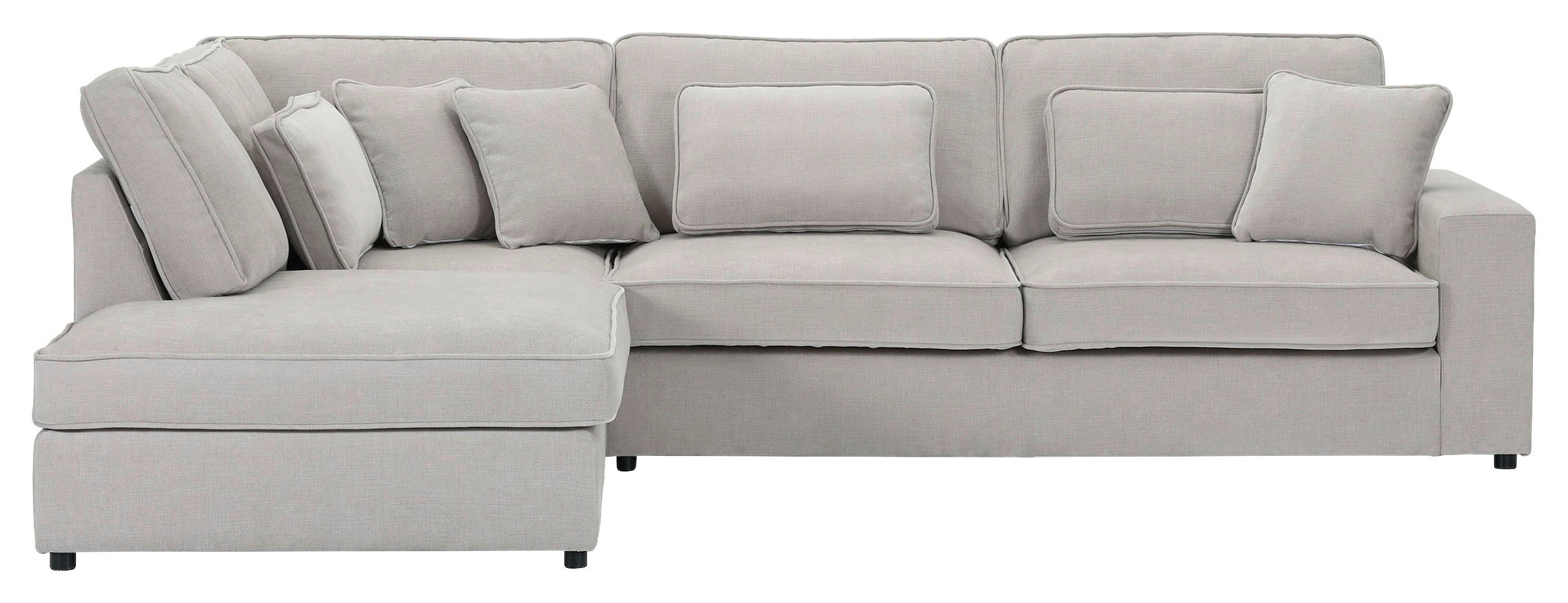 ECKSOFA  in Flachgewebe Grau Zierkissen, Rückenkissen, Rücken echt  228/307 cm  - Schwarz/Grau, MODERN, Kunststoff/Textil (228/307cm) - Carryhome
