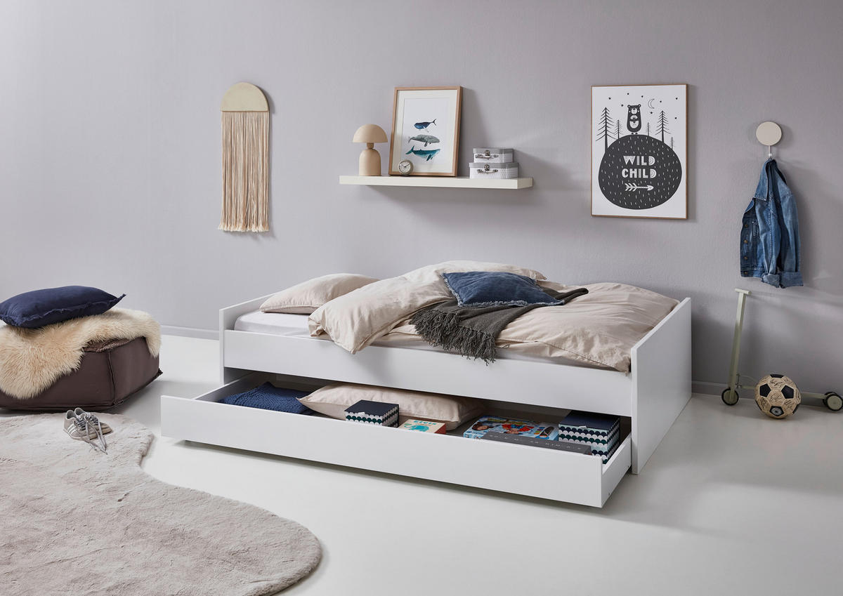 BETTKASTEN Weiß  - Weiß, LIFESTYLE, Holzwerkstoff/Kunststoff (94/20/199cm) - Stylife