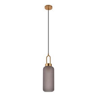 HÄNGELEUCHTE 13/46 cm   - Messingfarben/Grau, Basics, Glas/Metall (13/46cm)