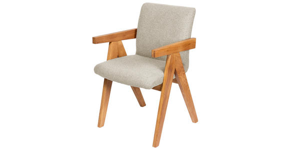 ARMLEHNSTUHL in Holz, Textil Taupe  - Taupe/Eichefarben, KONVENTIONELL, Holz/Textil (53,5/83/62cm) - Linea Natura