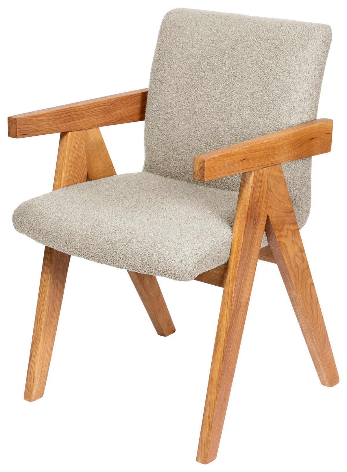 ARMLEHNSTUHL  in Bouclé  - Taupe/Eichefarben, KONVENTIONELL, Holz/Textil (53,5/83/62cm) - Linea Natura