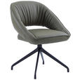 ARMLEHNSTUHL  Sitzfläche 360° drehbar, automatische Rückholfunktion  Echtleder  - Schwarz/Graugrün, Design, Leder/Metall (61/81/66cm) - Dieter Knoll
