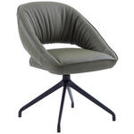 ARMLEHNSTUHL  Sitzfläche 360° drehbar, automatische Rückholfunktion  Echtleder  - Schwarz/Graugrün, Design, Leder/Metall (61/81/66cm) - Dieter Knoll