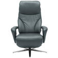 RELAXSESSEL in Leder Blau, Grau  - Blau/Edelstahlfarben, Design, Leder/Metall (75/106/88cm) - Dieter Knoll
