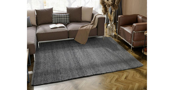 HANDWEBTEPPICH 70/140 cm Helsinki Anthrazit rechteckig  - Anthrazit, Basics, Textil (70/140cm) - Linea Natura