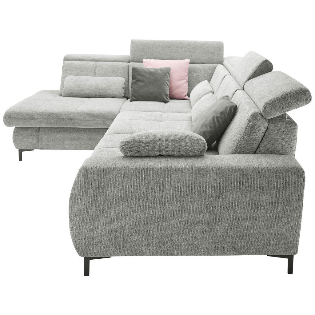 Thumbnail - SetOne by Musterring Ecksofa, Hellgrau, Textil, 3-Sitzer, Ottomane links, L-Form, 314x220 cm, Bettkasten erhältlich, Fuß...