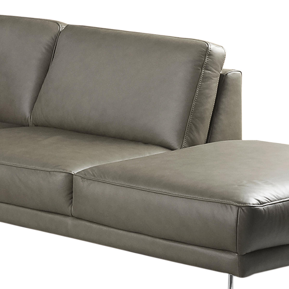 ECKSOFA in Echtleder Grau  273/250 cm  - Chromfarben/Grau, Design, Leder/Metall (273/250cm) - Livetastic