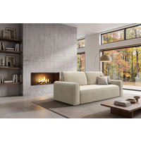 SCHLAFSOFA Chenille Beige  - Beige/Schwarz, Modern, Holz/Holzwerkstoff (240/92/103cm) - Livetastic