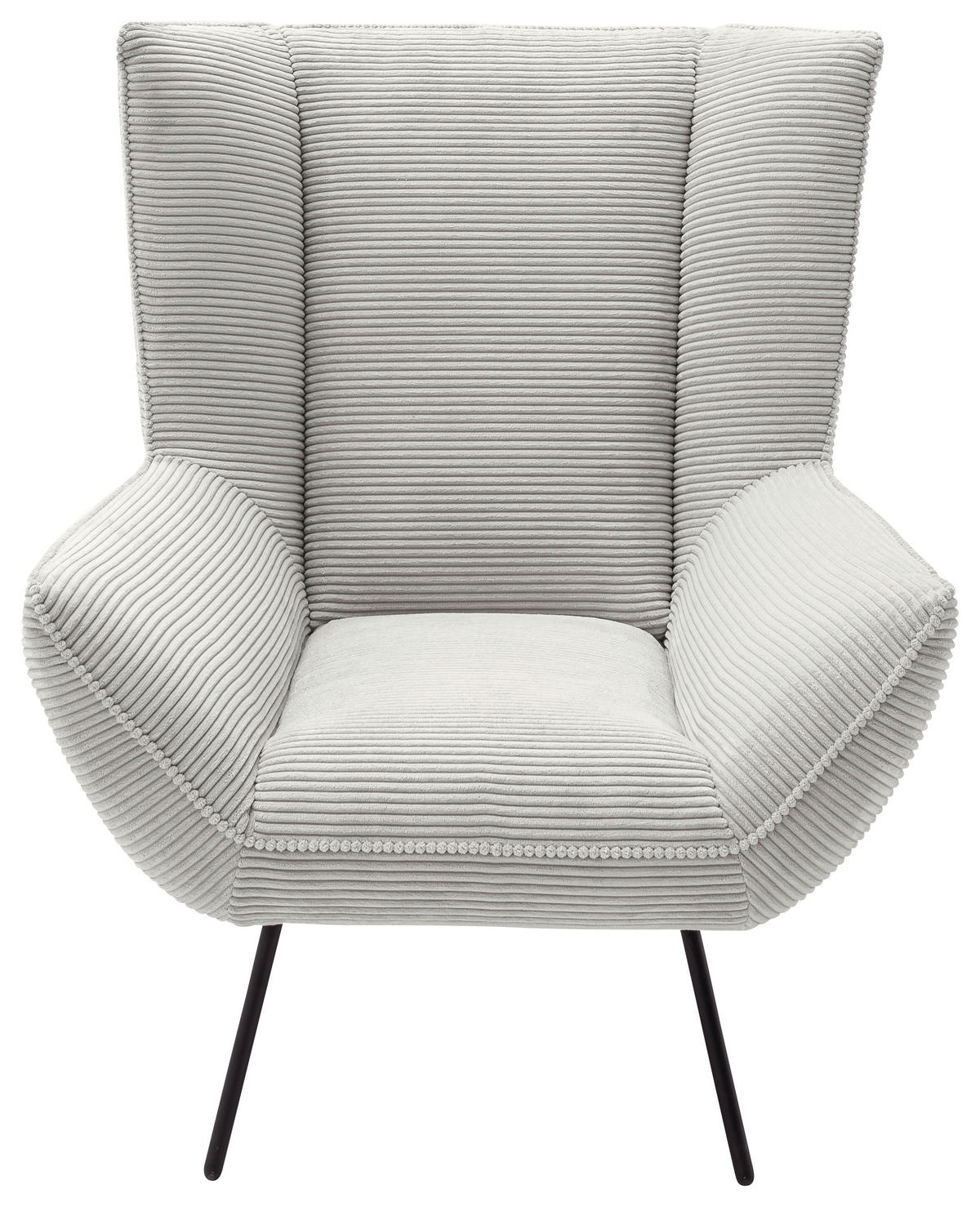 SESSEL in Cord Hellgrau  - Hellgrau/Schwarz, Design, Textil/Metall (90/112/94cm) - Pure Home Lifestyle