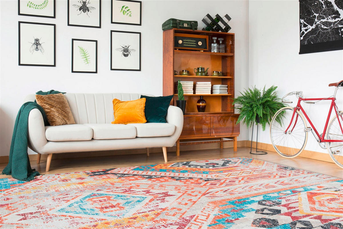 PLOCHO TKANÝ KOBEREC, 120/170 cm, viacfarebná, oranžová - oranžová/viacfarebná, Konventionell, textil (120/170cm)