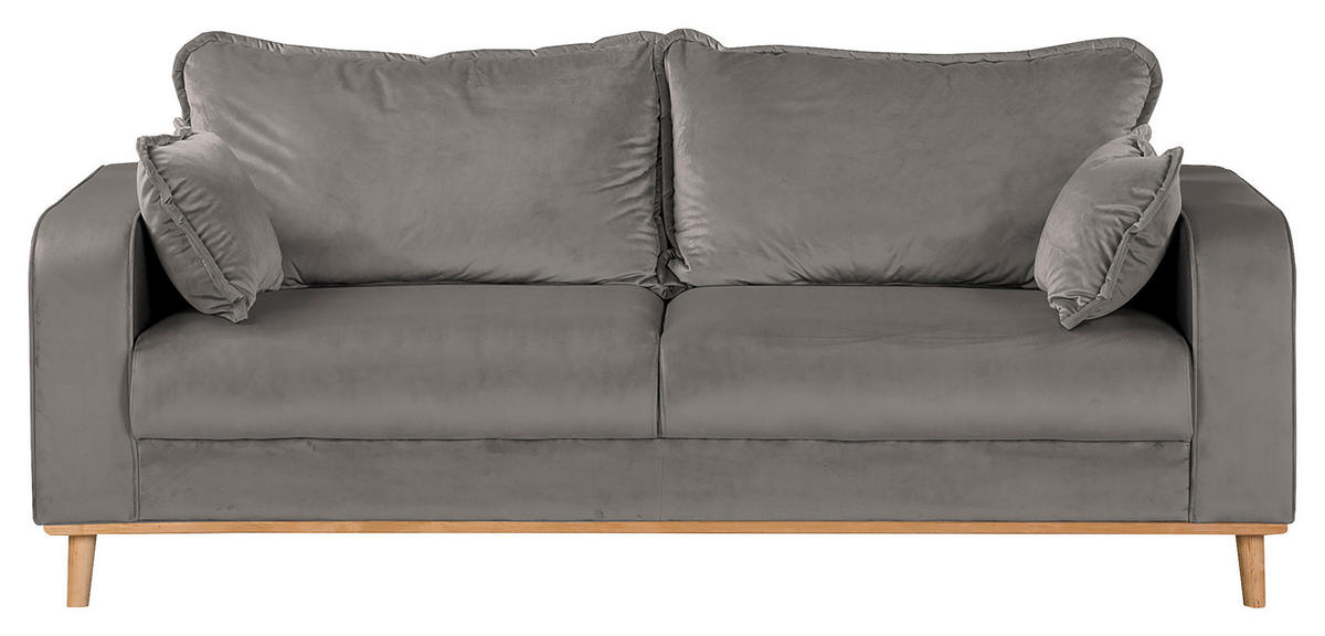 3-SITZER-SOFA Mikrofaser Grau  - Wengefarben/Grau, Design, Holz/Textil (193/86/87cm) - Livetastic