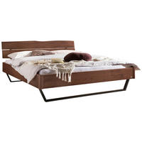BETT 140/200 cm  in Nussbaumfarben, Schwarz  - Nussbaumfarben/Schwarz, Design, Holz/Metall (140/200cm) - Hasena