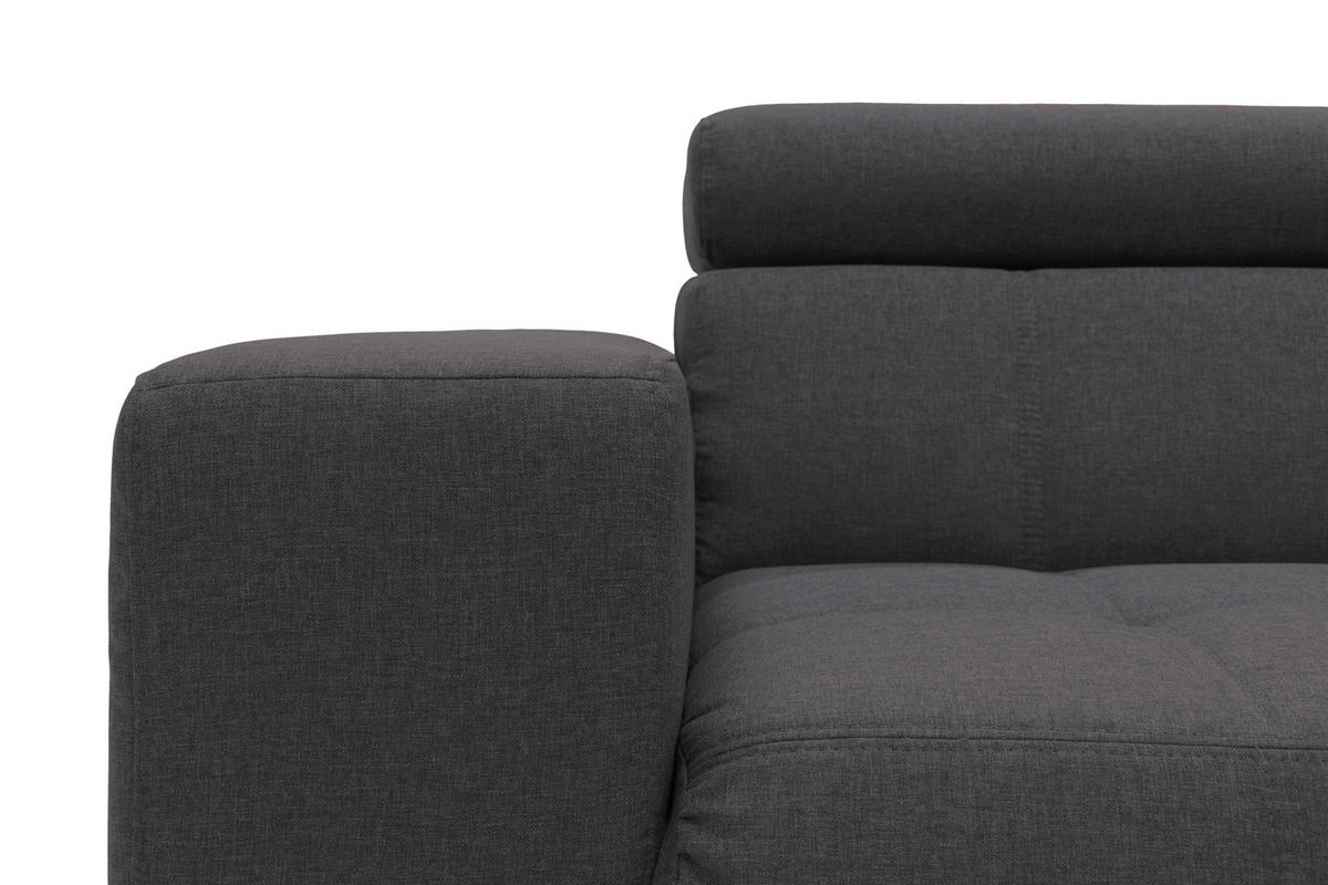 ECKSOFA in Webstoff Braun, Schwarz  292/175 cm  - Schwarz/Braun, Design, Textil/Metall (292/175cm) - MID.YOU