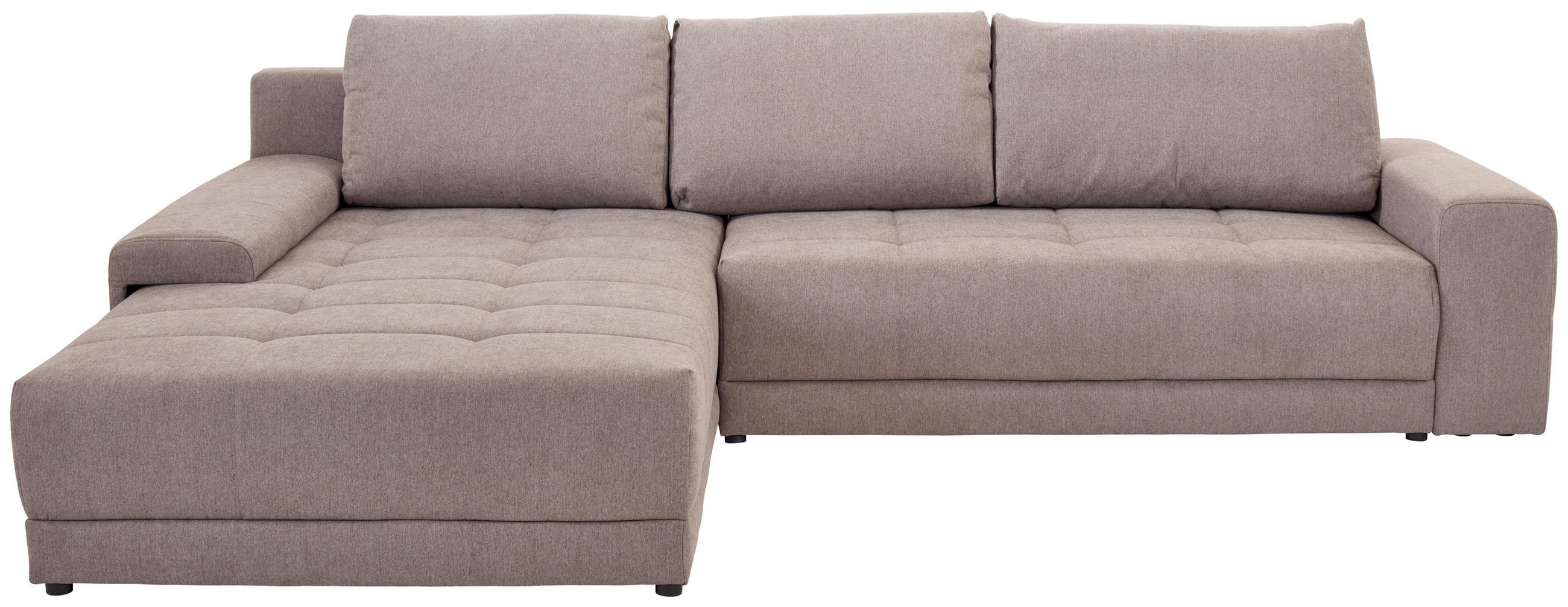 ECKSOFA Greige Webstoff  - Greige/Schwarz, MODERN, Kunststoff/Textil (213/308cm) - MID.YOU