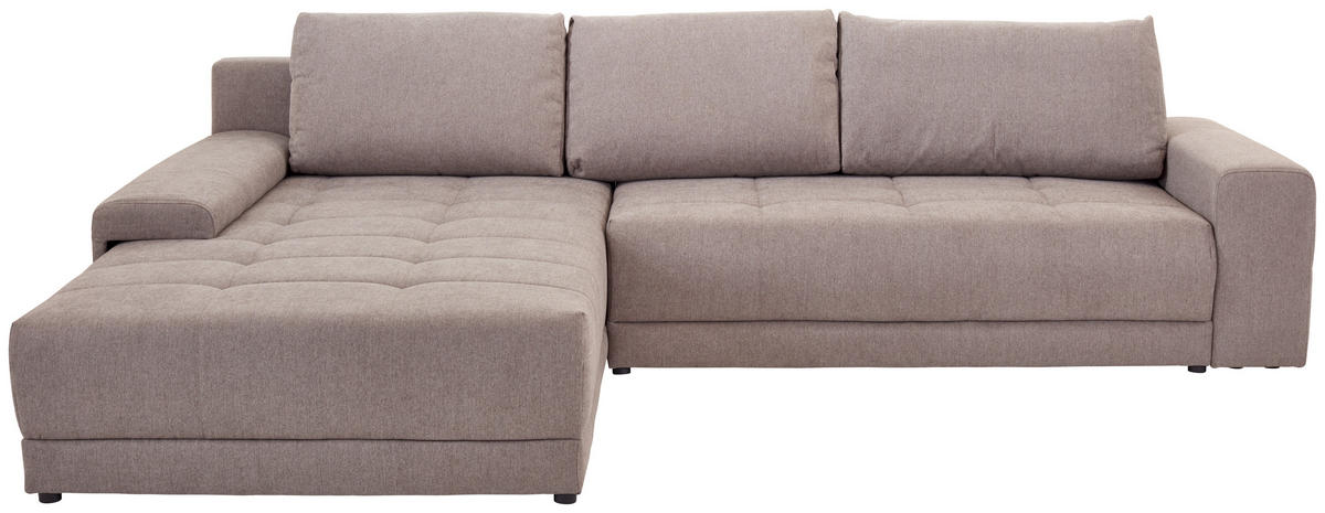 ECKSOFA Greige Webstoff  - Greige/Schwarz, MODERN, Kunststoff/Textil (213/308cm) - MID.YOU