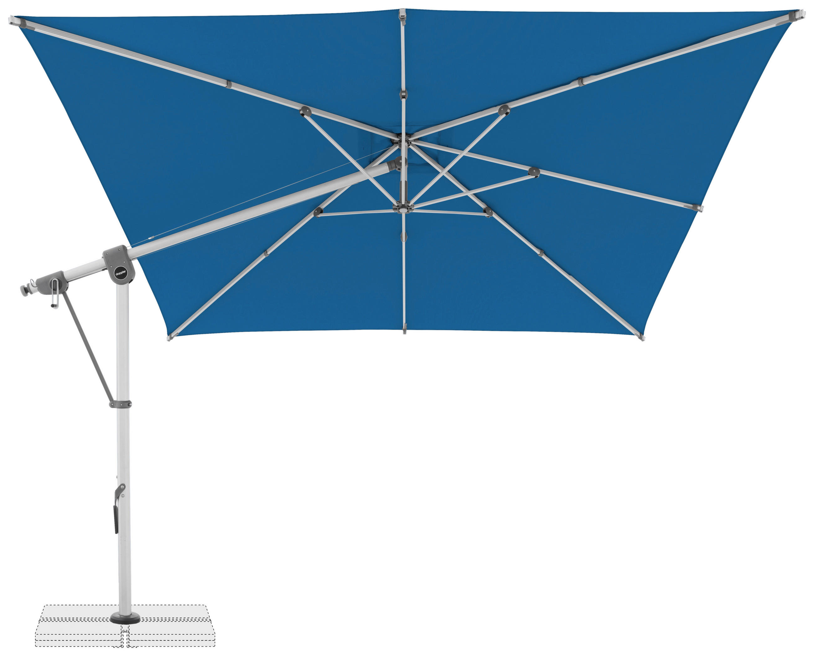AMPELSCHIRM 300x300 cm  - Hellgrau/Hellblau, Basics, Textil/Metall (300/300cm) - Doppler