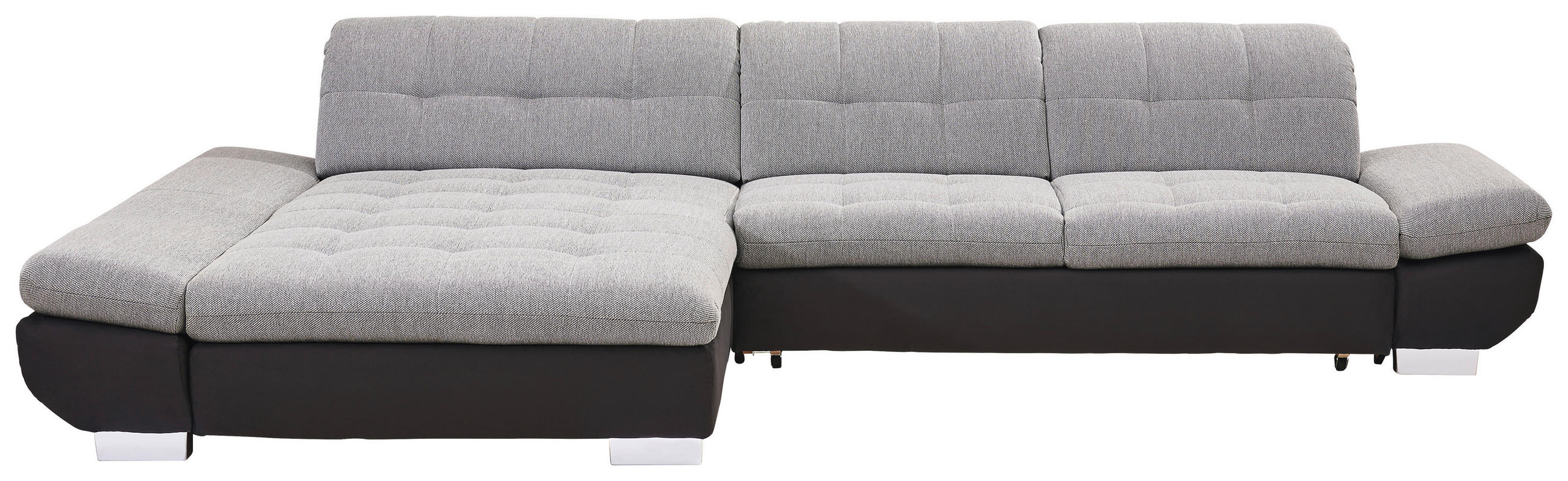 ECKSOFA Grau Flachgewebe - Chromfarben/Grau, Design, Kunststoff/Textil (204/341cm) - Xora