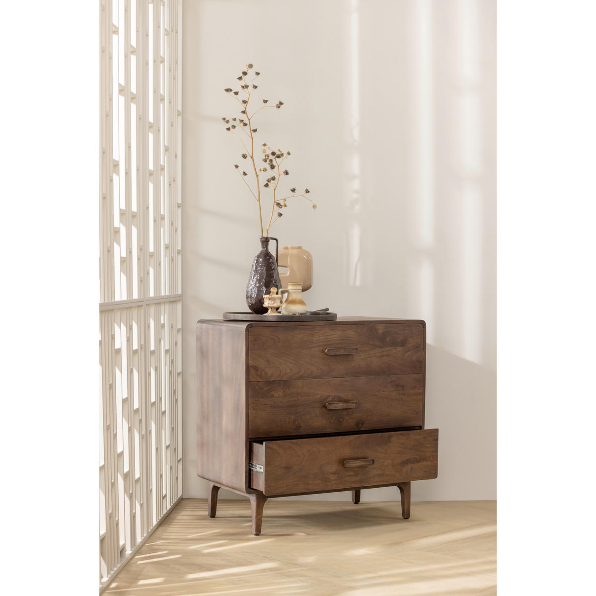 KOMMODE Liya  in 90/90/50 cm  - Dunkelbraun, Design, Holz (90/90/50cm) - Livetastic