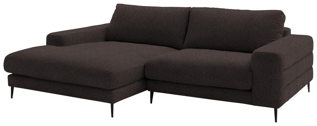 ECKSOFA in Flachgewebe Braun  - Schwarz/Braun, Design, Textil/Metall (177/253cm) - Dieter Knoll