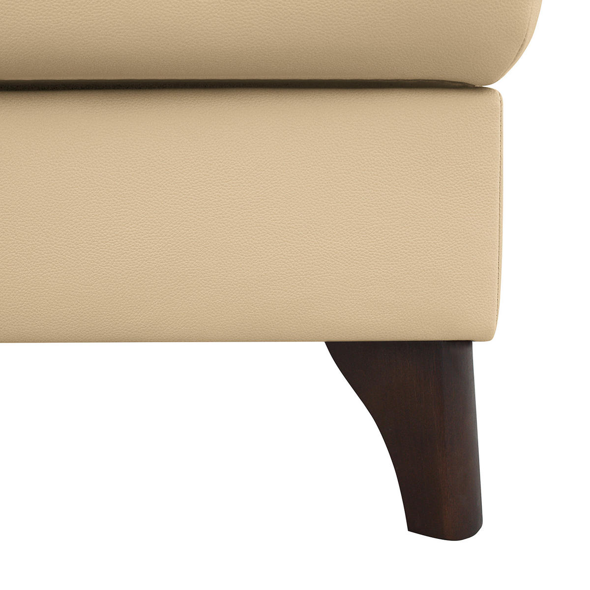 ECKSOFA Beige Echtleder Lederlook  - Beige/Buchefarben, Design, Leder/Holz (238/168cm) - Livetastic