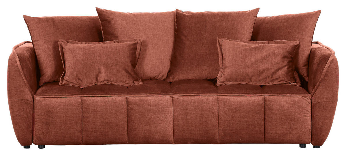 SCHLAFSOFA in Flachgewebe Rostfarben  - Rostfarben/Schwarz, Konventionell, Kunststoff/Textil (250/70/118cm) - MID.YOU