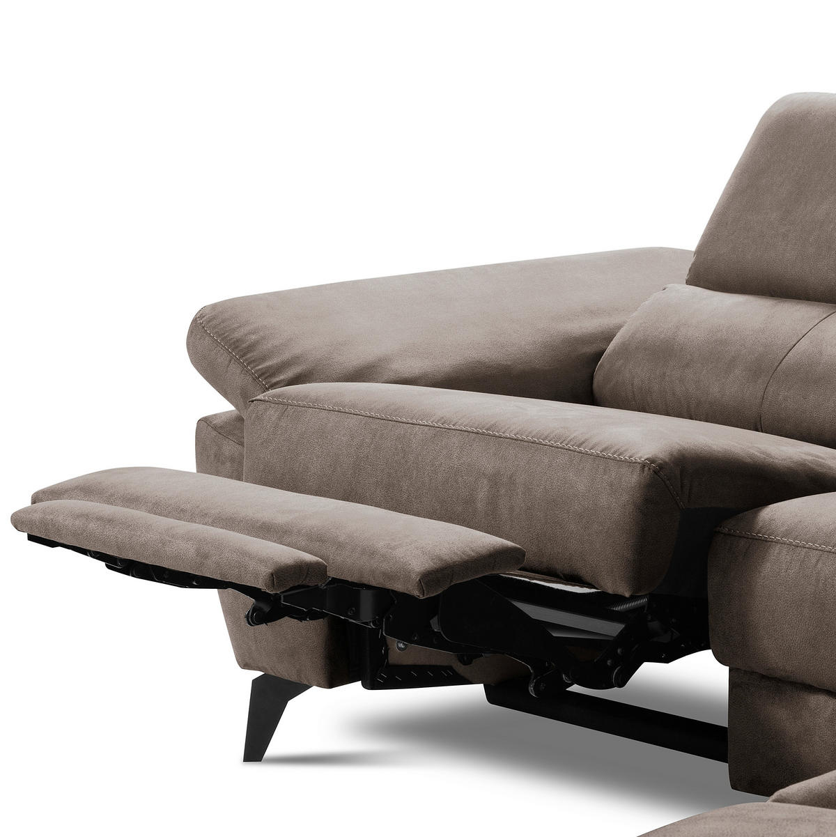 ECKSOFA SONO in Lederlook Braun Bettkasten, Armteilverstellung, Kopfteilverstellung  265/210 cm  - Schwarz/Braun, Design, Textil/Metall (265/210cm) - Livetastic
