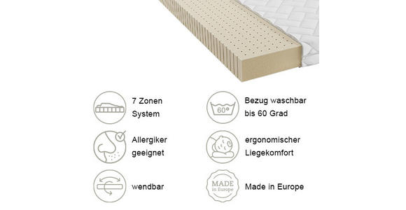 LATEXMATRATZE 100/200 cm - Weiß, Basics, Textil (100/200cm) - Xora