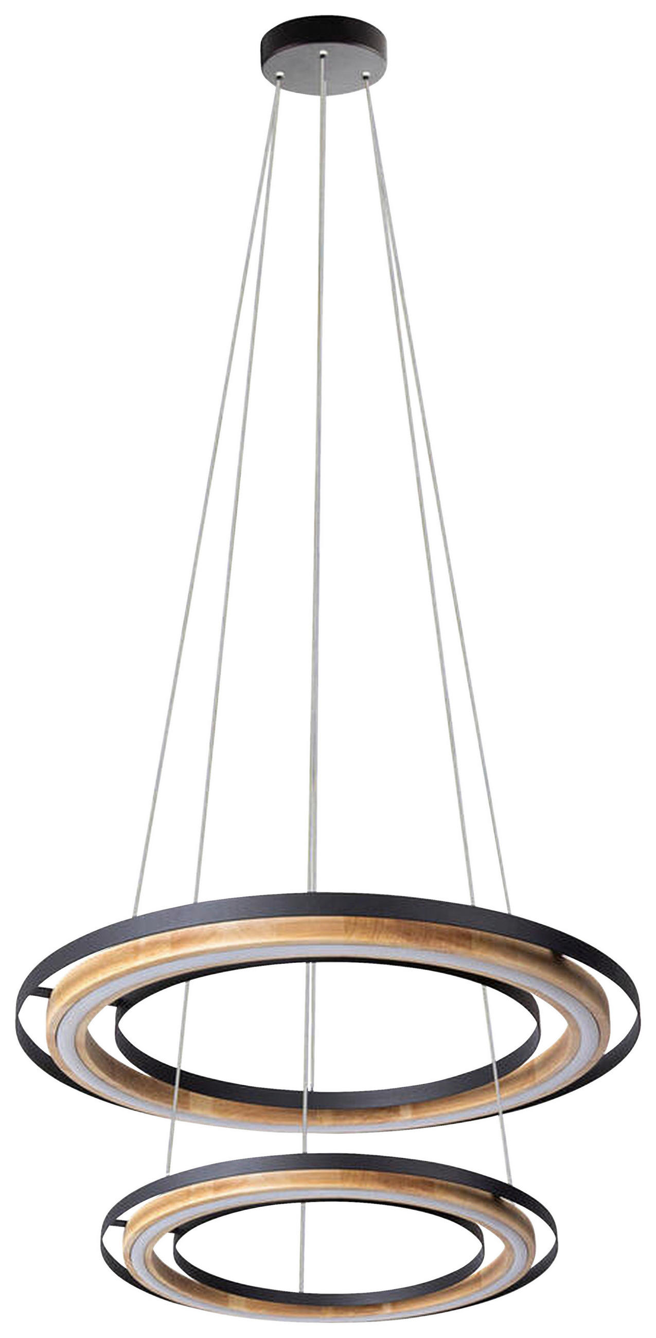 LED-HÄNGELEUCHTE Rilas 56/150 cm  - Schwarz/Naturfarben, Design, Holz/Metall (56/150cm)