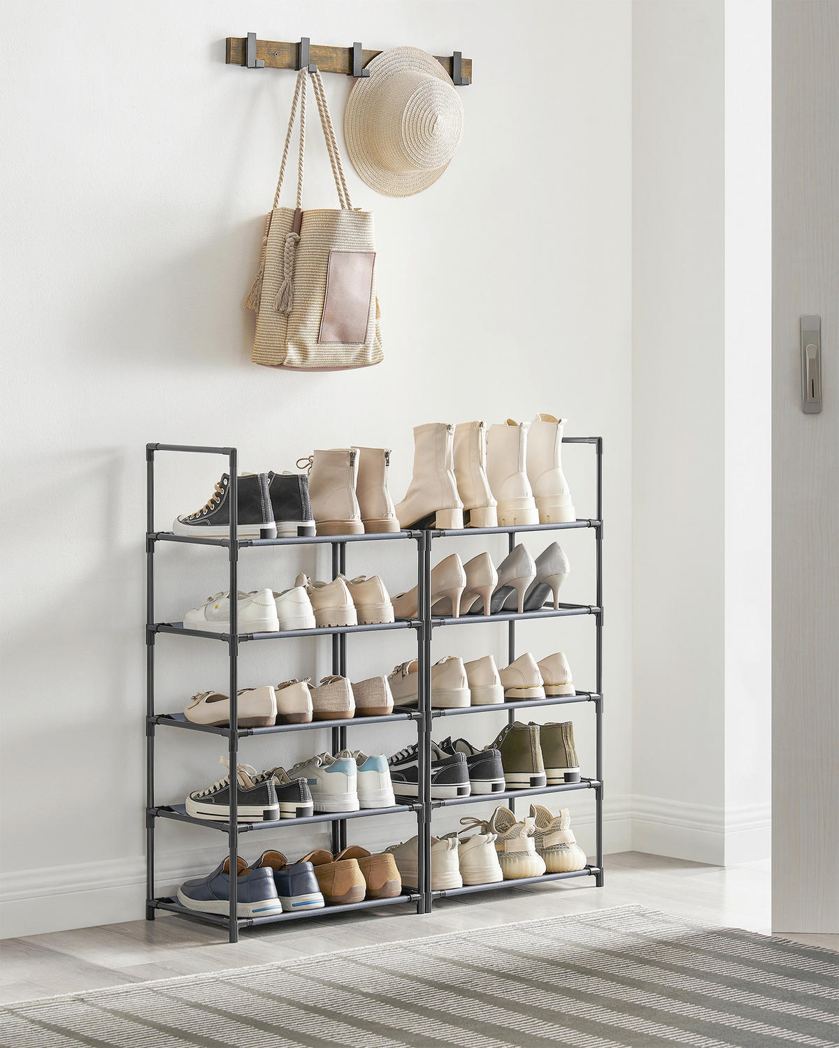 REGÁL NA TOPÁNKY, sivá, 45/173/28 cm - sivá, Basics, kov/textil (45/173/28cm)