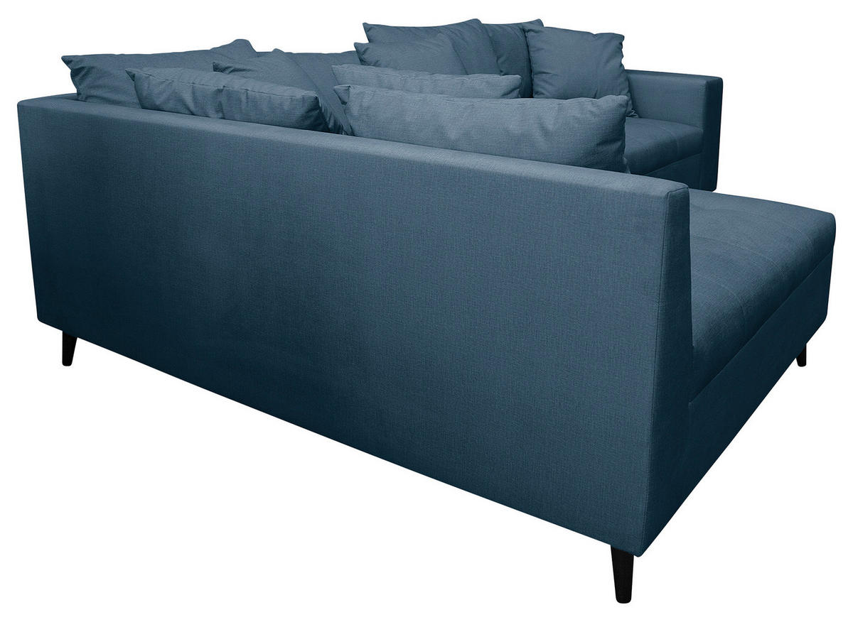 Ecksofa inkl. Hocker in Mikrofaser Dunkelblau  - Schwarz/Dunkelblau, Design, Holz/Textil (174/247cm) - MID.YOU