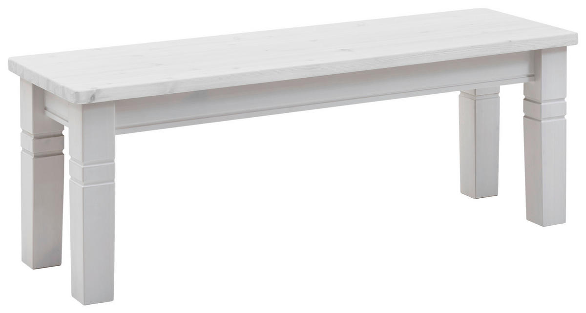 SITZBANK 130/46/40 cm Weiß Kiefer massiv  - Weiß, ROMANTIK / LANDHAUS, Holz (130/46/40cm) - Boxxx