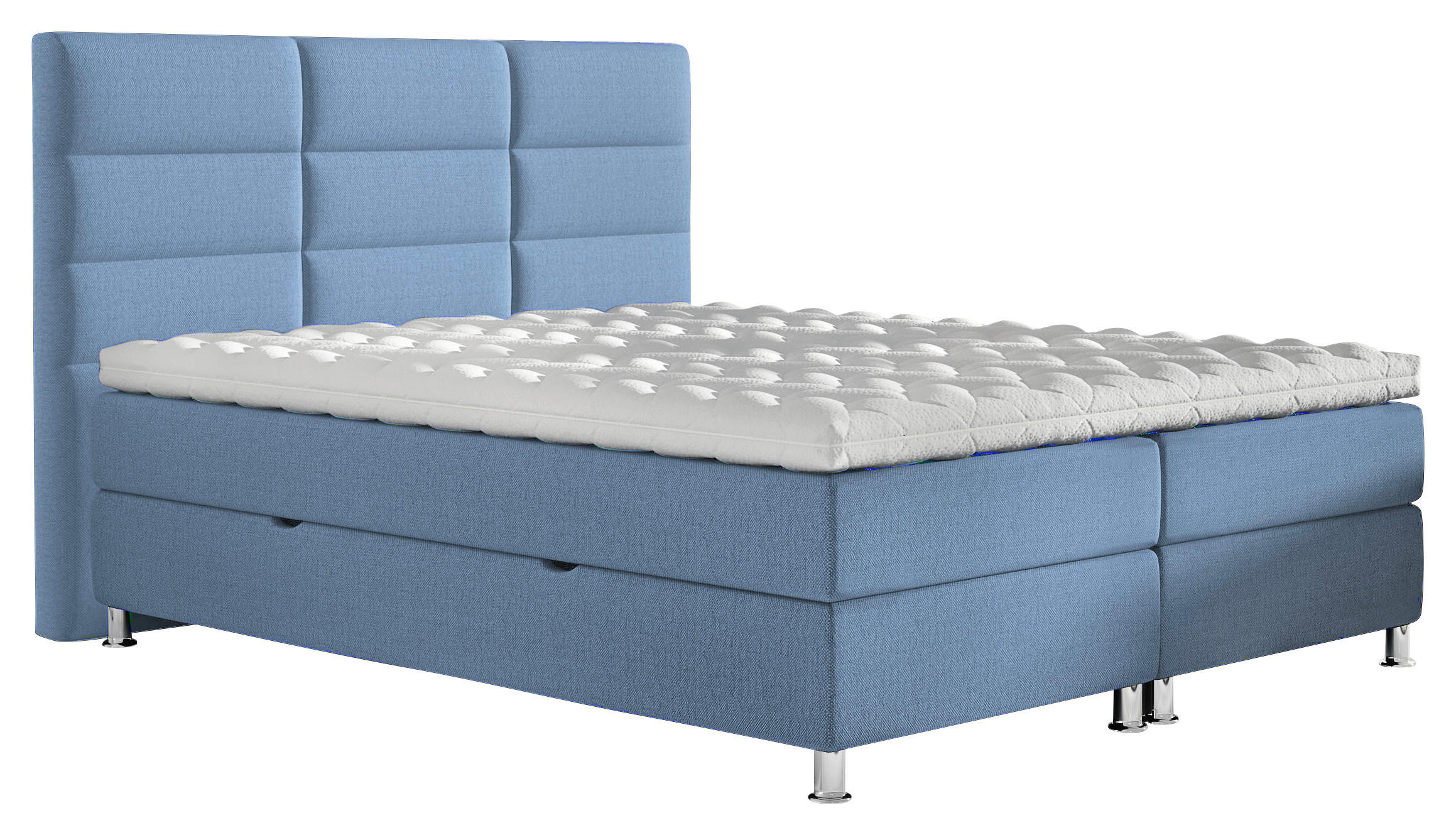 BOXBETT 140/200 cm  in Blau  - Chromfarben/Blau, KONVENTIONELL, Textil/Metall (140/200cm) - Carryhome
