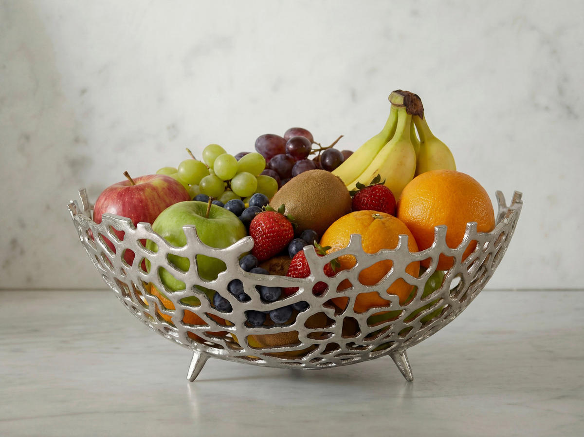 OBSTSCHALE  - Silberfarben, Design, Metall (46/19/46cm) - Livetastic