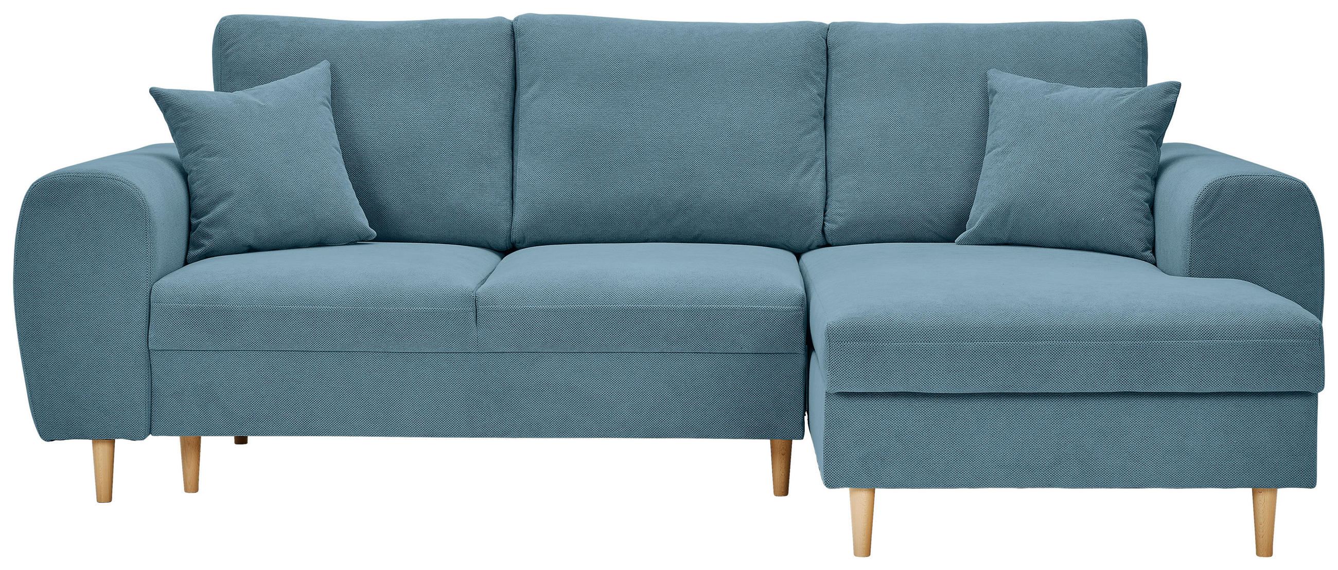 ECKSOFA Blau Webstoff  - Blau/Naturfarben, KONVENTIONELL, Holz/Textil (250/145cm) - Carryhome