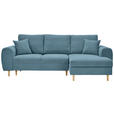 ECKSOFA Blau Webstoff  - Blau/Naturfarben, KONVENTIONELL, Holz/Textil (250/145cm) - Carryhome