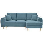 ECKSOFA in Webstoff Blau  - Blau/Naturfarben, KONVENTIONELL, Holz/Textil (250/145cm) - Carryhome