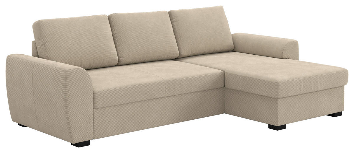 KUTNA GARNITURA tekstil  smeđa   - smeđa/crna, Trend, tekstil/plastika (253/154cm) - MID.YOU