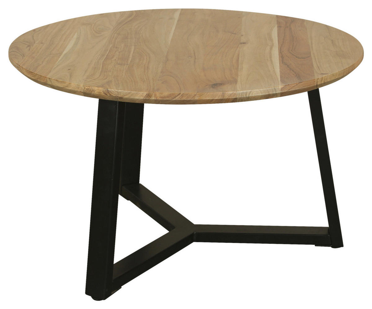 COUCHTISCH Akazie massiv rund Schwarz, Akaziefarben  - Schwarz/Akaziefarben, Design, Holz/Metall (75/46/75cm) - MID.YOU