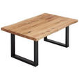 COUCHTISCH Eiche massiv 110/70/45 cm rechteckig Schwarz, Eichefarben  - Eichefarben/Schwarz, Design, Holz/Metall (110/70/45cm) - Linea Natura