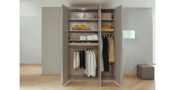DREHTÜRENSCHRANK 151/235/60 cm 3-türig Grau, Hellgrau - Hellgrau/Grau, Trend, Glas/Holzwerkstoff (151/235/60cm) - Novel