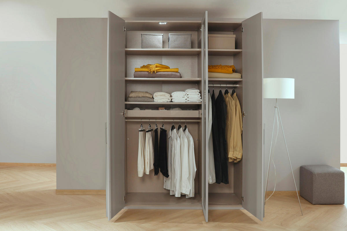 DREHTÜRENSCHRANK in Grau, Hellgrau  - Hellgrau/Grau, Trend, Glas/Holzwerkstoff (151/235/60cm) - Novel