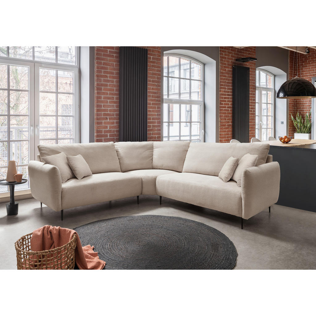 Thumbnail - Livetastic Ecksofa, Beige, Textil, 5-Sitzer, Füllung: Schaumstoff, L-Form, 256x256 cm, Made in EU, Typenauswahl, Rücken ...