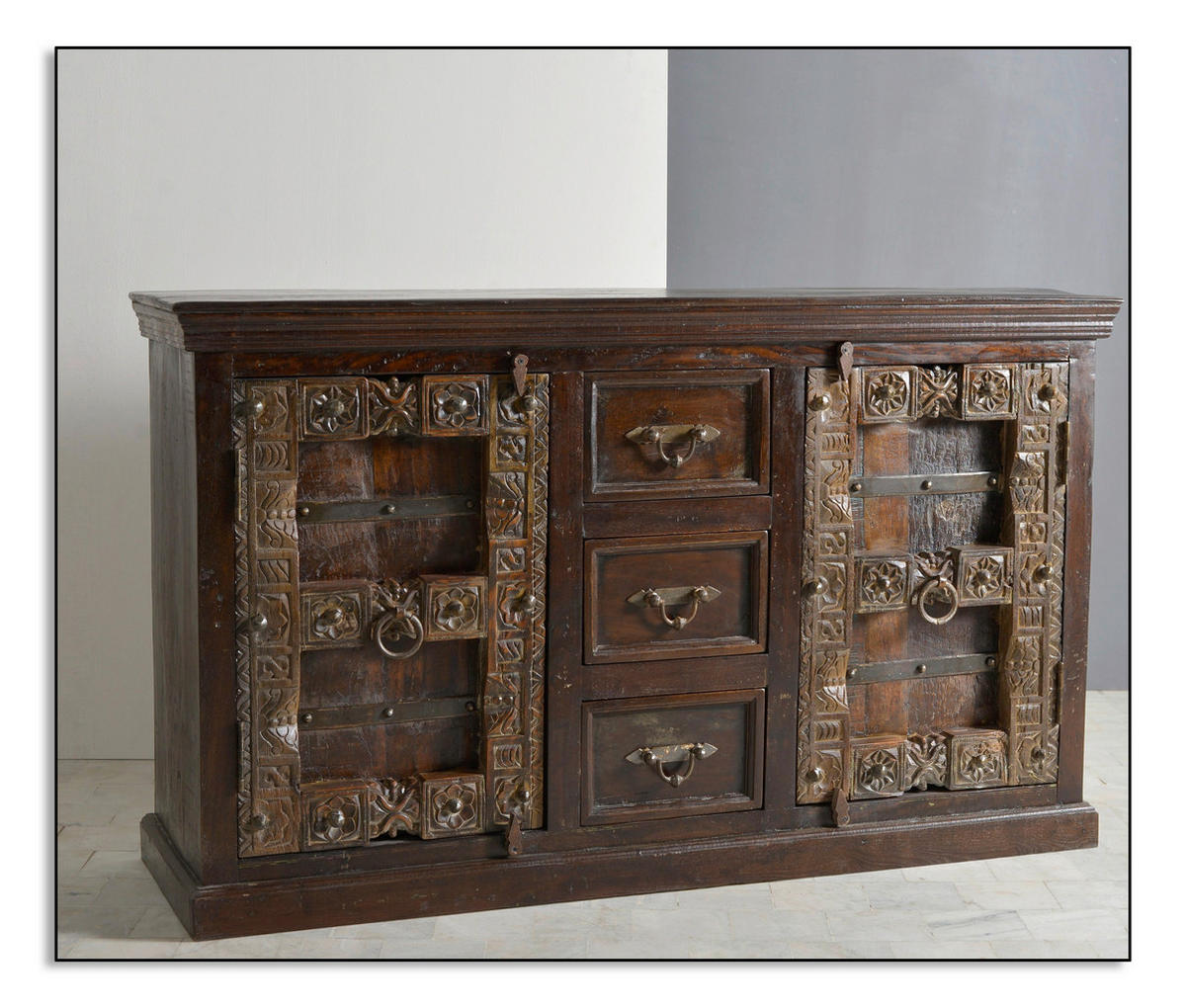 SIDEBOARD  150/90/45 cm 3 Schublade(n)  - Messingfarben/Braun, Design, Holz/Metall (150/90/45cm) - MID.YOU