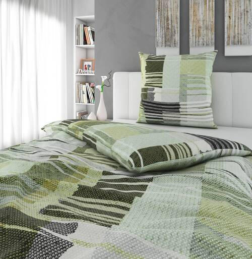 Thumbnail - Novel Bettwäsche Senglea, Grün, Textil, Abstraktes, 155x220 cm, atmungsaktiv, schadstoffgeprüft, Schlaftextilien, Bettwä...