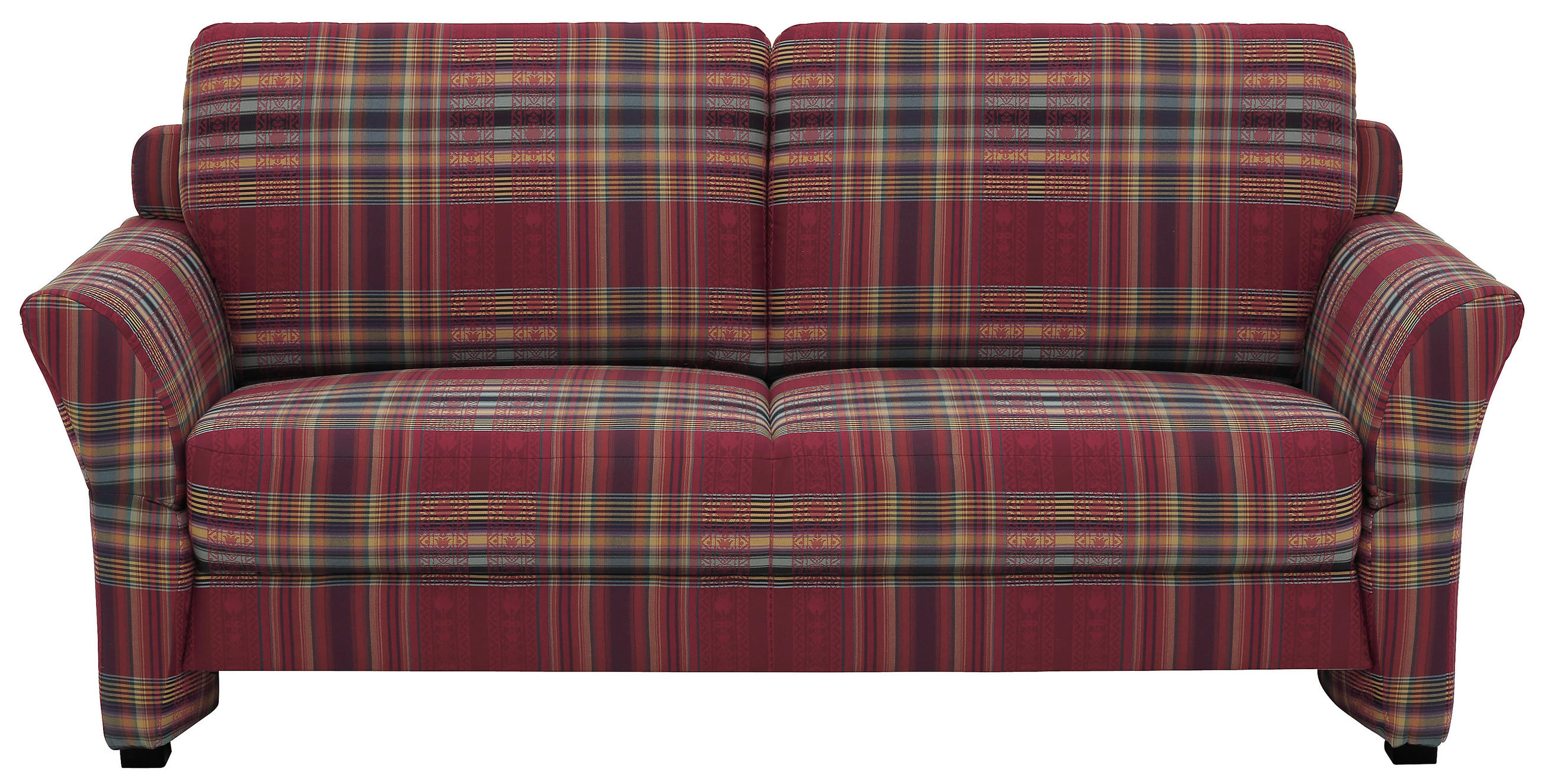 3-SITZER-SOFA Flachgewebe Dunkelrot, Weinrot  - Weinrot/Schwarz, KONVENTIONELL, Holz/Textil (186/85/87cm) - Elegando