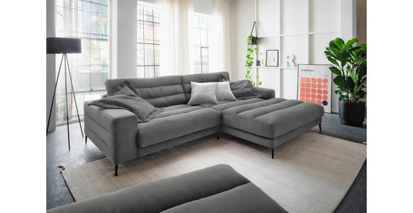 ECKSOFA in Cord Grau 296/207 cm - Schwarz/Grau, Design, Textil/Metall (296/207cm) - Dieter Knoll