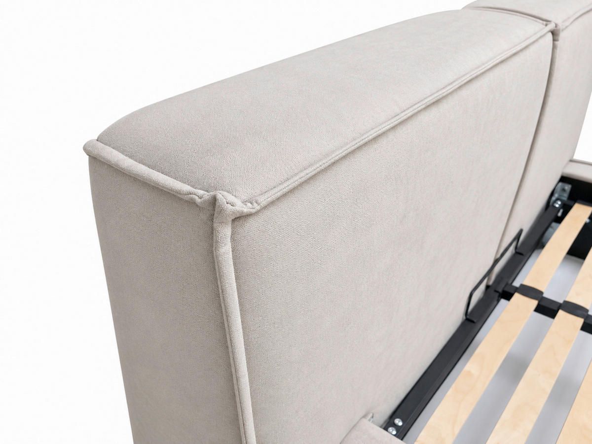 POLSTERBETT 140/200 cm,  in Beige, Lattenrost, Bettkasten,  - Beige/Schwarz, MODERN, Holz/Kunststoff (140/200cm) - MID.YOU