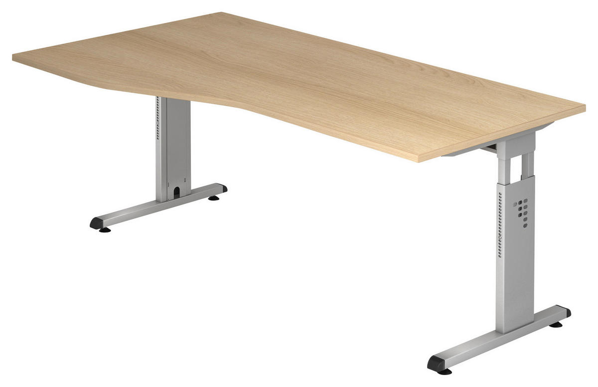 SCHREIBTISCH 180/100/65-85 cm  in Eichefarben  - Eichefarben/Silberfarben, KONVENTIONELL, Holzwerkstoff/Metall (180/100/65-85cm) - Venda